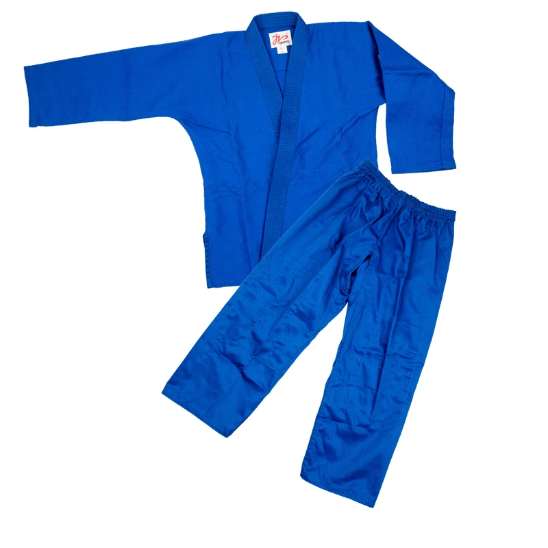 100% Cotton Brazil Judo Gi Uniforms Bjj jiu-jitsu wushu Kung fu clothing training sets Men Woman Child White & Blue With Blet
