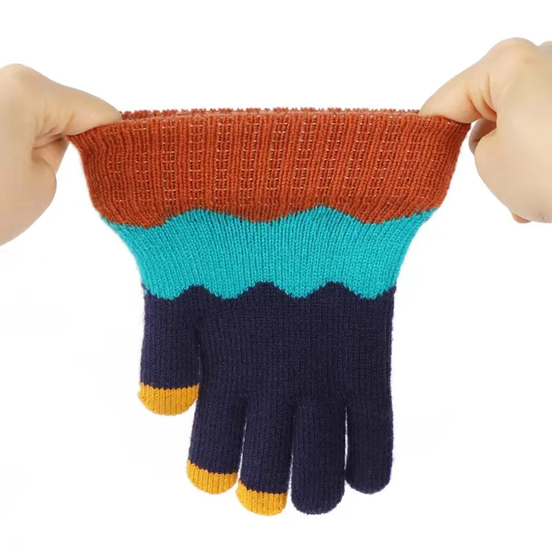 Wholesale cute printing Warm Acrylic women winter touch screen gloves