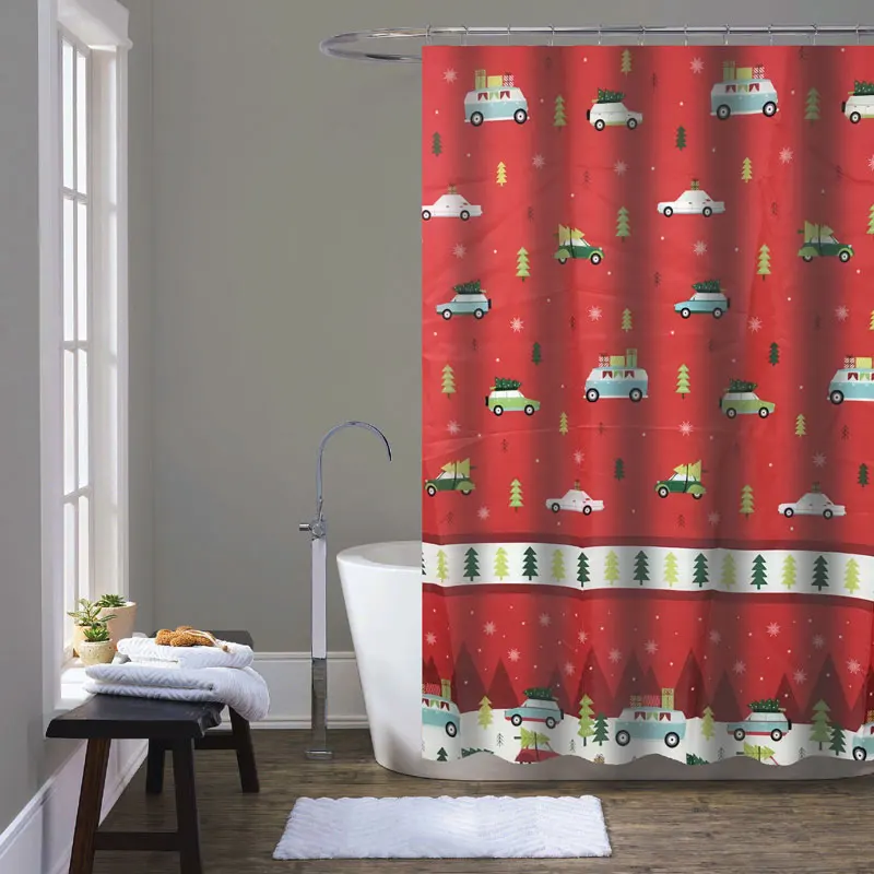 Bathroom Waterproof and Mildew-proof Christmas Shower Curtain Digital 3D Shower Curtain Printing Shower Curtain