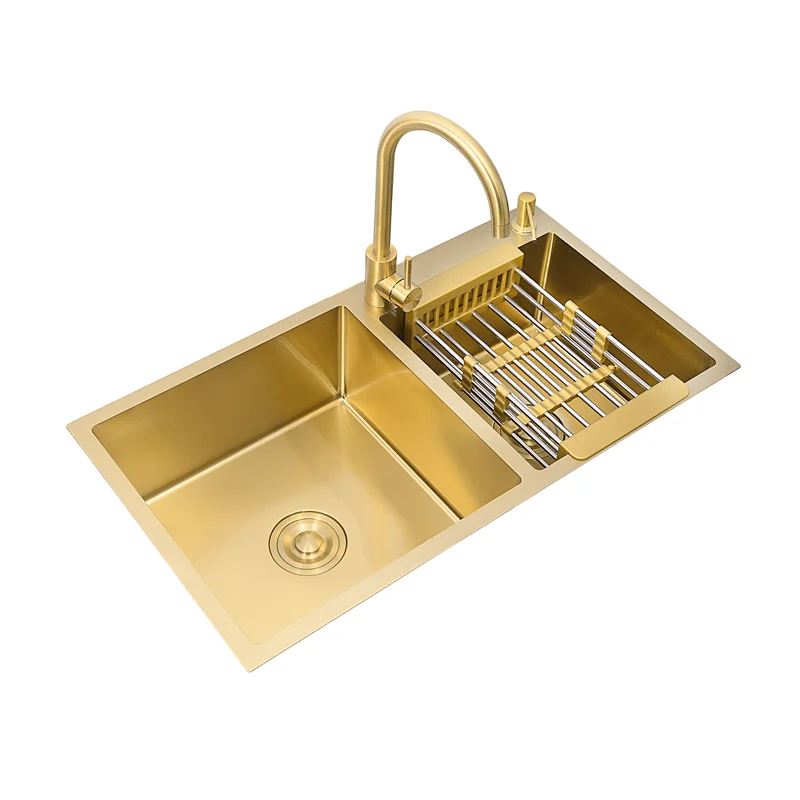 Double Bowel Gold Kitchen Sinks 304 Stainless Steel single bowl 78x43cm sinks for kitchen China Sink