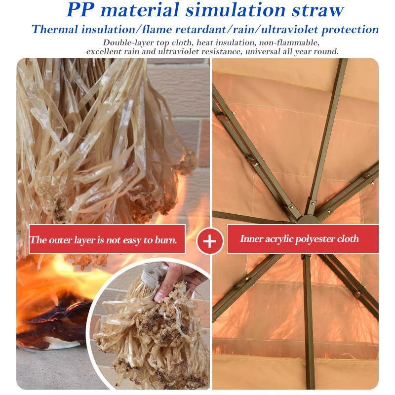 Juecheng home made gazebo design aluminium 3x3m straw outdoor gazebo for garden