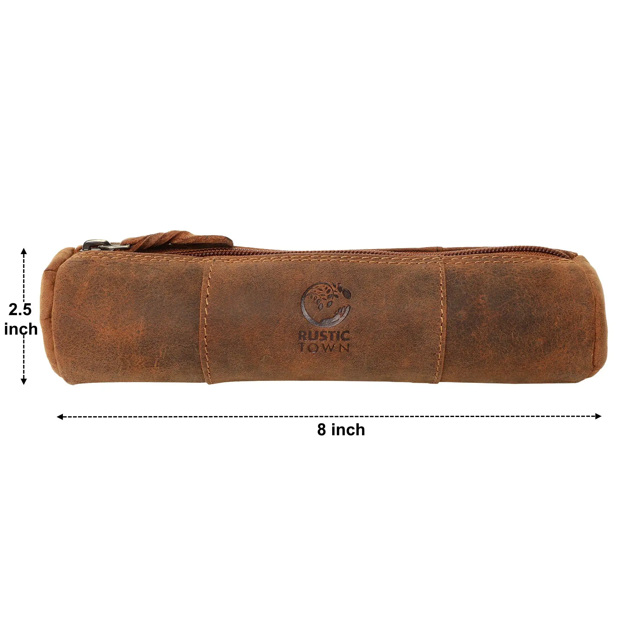 
Custom genuine leather pencil pouch zippered pen case for school work & office pencil cases for teens 