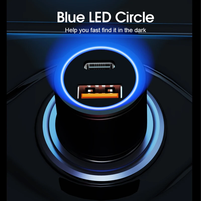 Car Charger Adapter USB A Type-C Fast Charging Smart Gadgets Quick PD3.0+QC3.0 36W Mobile Phone Car Charger Adapter