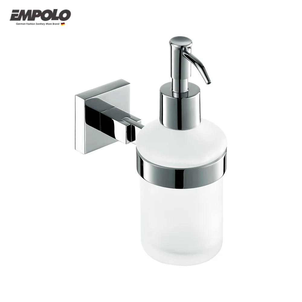 Classics Wall Mounted Hand Push Liquid Soap Dispenser For Bathroom With Glass Bottle