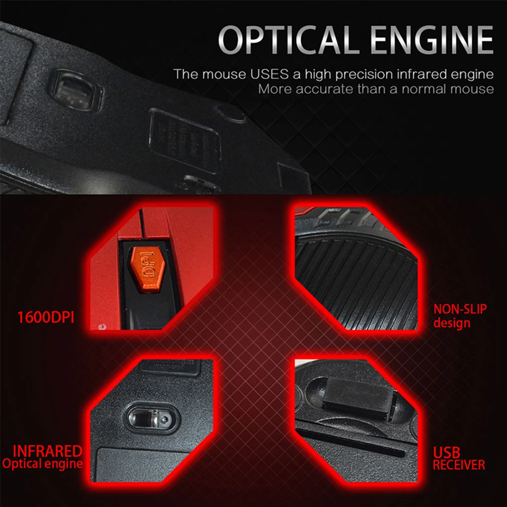 2.4GHz Wireless USB Gaming Mouse Wireless Mice for PC Gaming Laptops Computer Mouse Gamer with USB Receiver