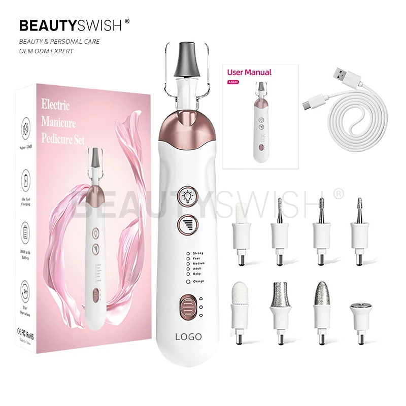 Cordless Electric Nail Drill Machine Rechargeable Manicure Pedicure Kit Nail File Portable Hand Foot Care Tool For Nails Trimmer