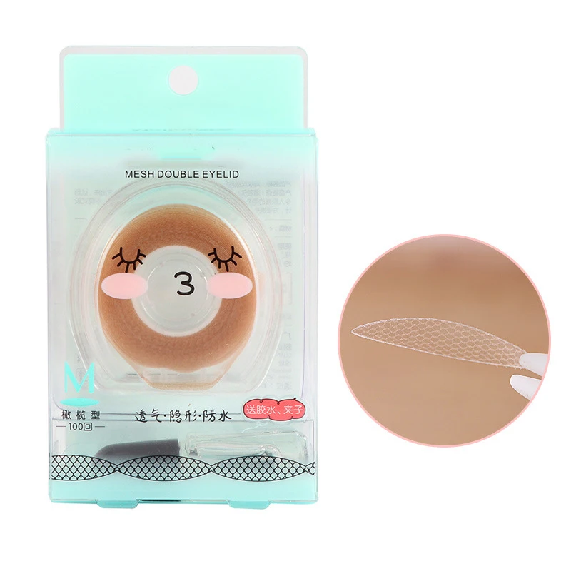 Кружевные двойные наклейки для век без швов, которые не видны под натуральный шелк сетки открытыми пальцами с глубоким вырезом, сеточной подкладкой катушка 100 шт