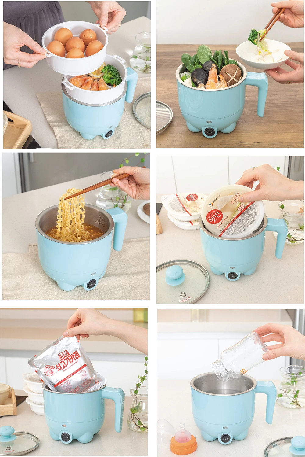 New Design Electric Cooker Cooking With Steamer Pot Electric Heat  Multi Cooking Steam Hot Pot