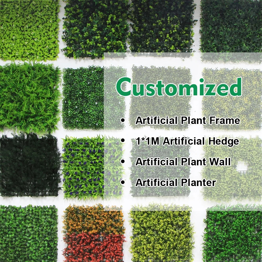 New design customized artificial boxwood panel wall green plants for garden decor