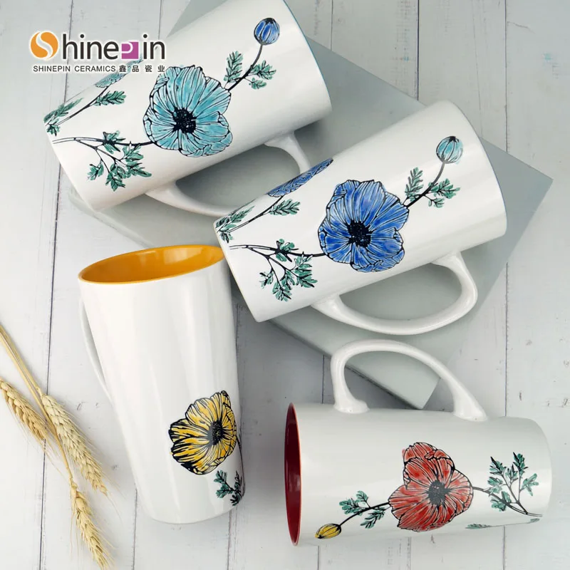 Nordic Luxury Ceramic Coffee Mug With Lid  Custom Logo Tea Mugs Wholesale Glaze Sublimation Porcelain Cups With Handle