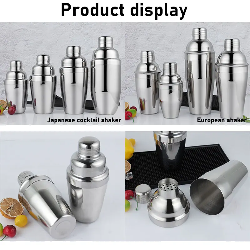 DEWEISI stainless steel cocktail shaker bartender kit cocktail martini shaker with strainer for drink mixer bar tools