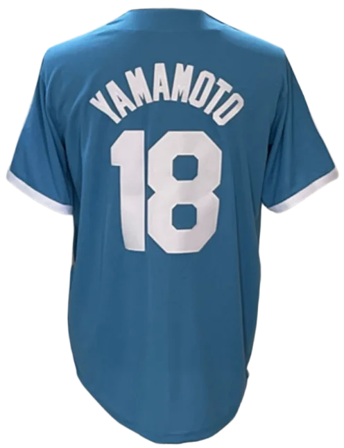 Throw-back Light Blue Stitched American Baseball Jersey 17  Shohei Ohtani 18 Yamamoto 50 Betts 5 Freeman 42 Robinson