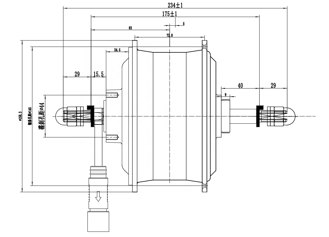 CZJB-110CS high efficiency 80N.m 750w motor for electric bike rear e-bike motor