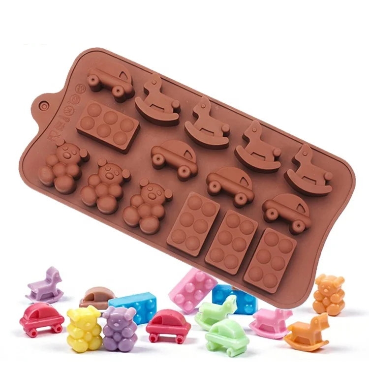 Silicone Mold for Chocolate Car Bear Cartoon Shape Candy Gummy Biscuit Mold DIY Cake Decorating Tools