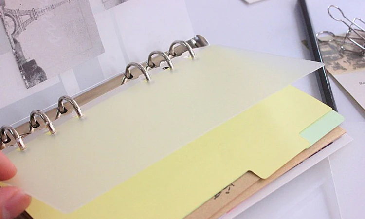 PVC frosted transparent file divider Clear file holdes bugdet insert pvc holder for notebook