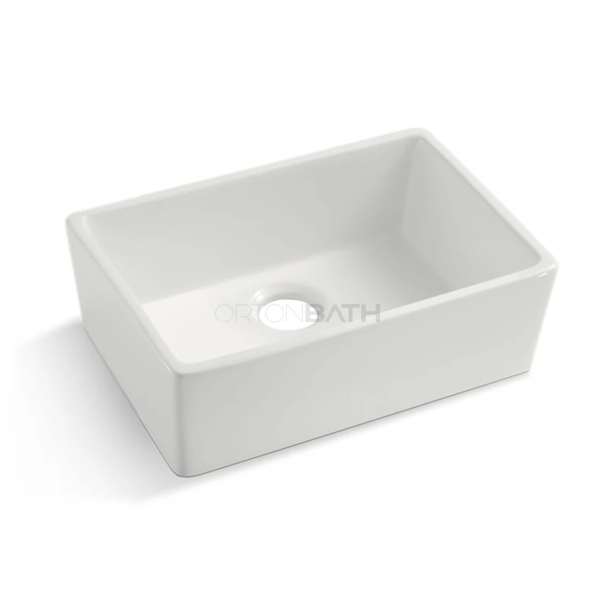ORTONBATH Kitchen Sink High Quality Ceramic Single Bowl Embedded Dishwashing Basin American Style Sink