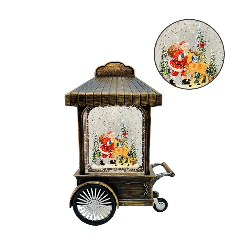 Vintage Candy Truck for Mushroom Decorations Gift Christmas Gnome Lighted Candy Truck Loaded With Mushroom Musical Snow Globe