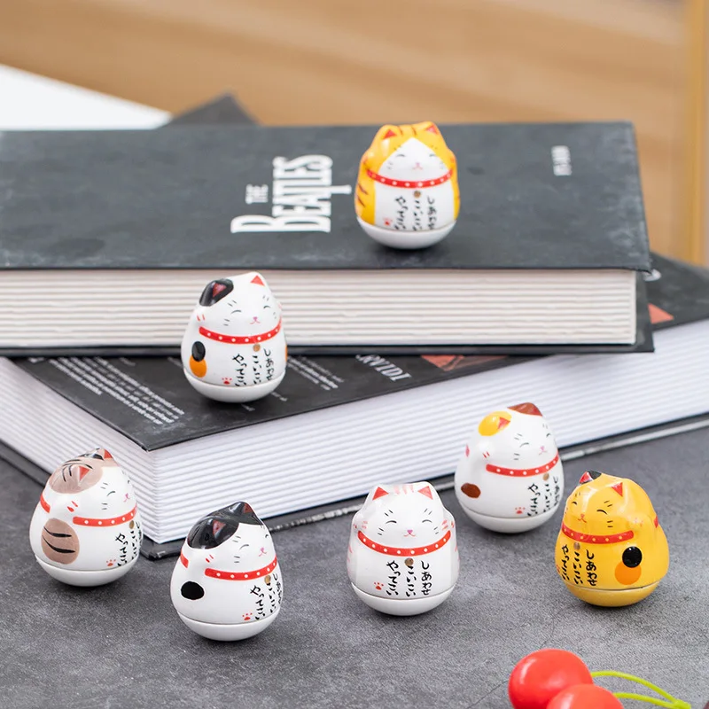 HL Ready To Ship Hand-painted Cute Ceramic Cat Kitty Lucky Fortune Cat Japanese Maneki Neko Gift For Cat Lovers Ornaments