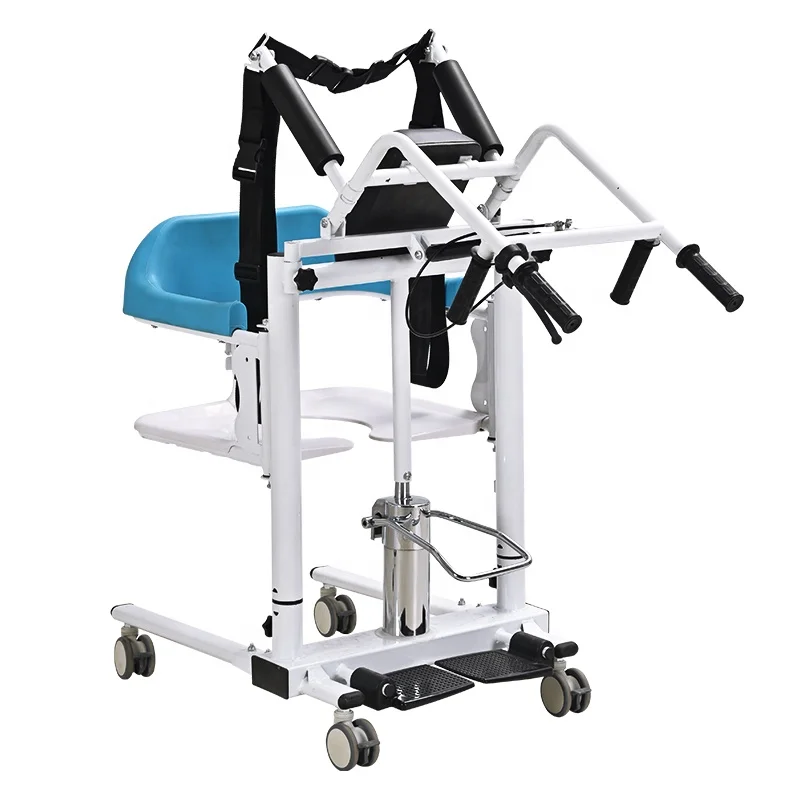 Portable hydraulic lifting and assisted transfer chair for household use, capable of getting on the car, bathing and toilet seat