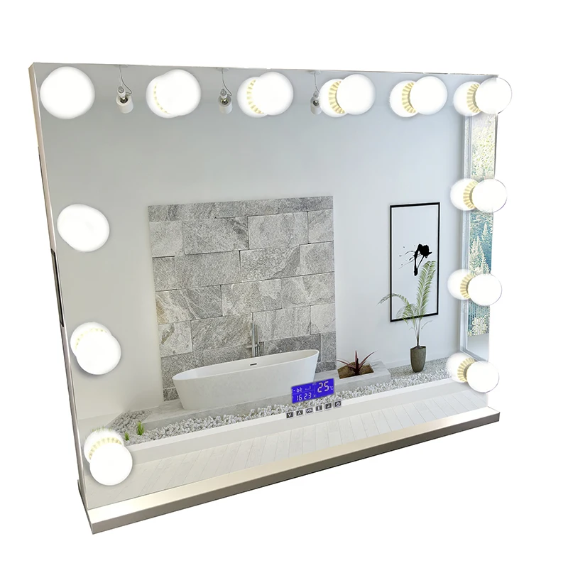 Amazon hot sale Mirror Makeup mirror hollywood Dressing Table vanity mirror  with LED Light and Speaker