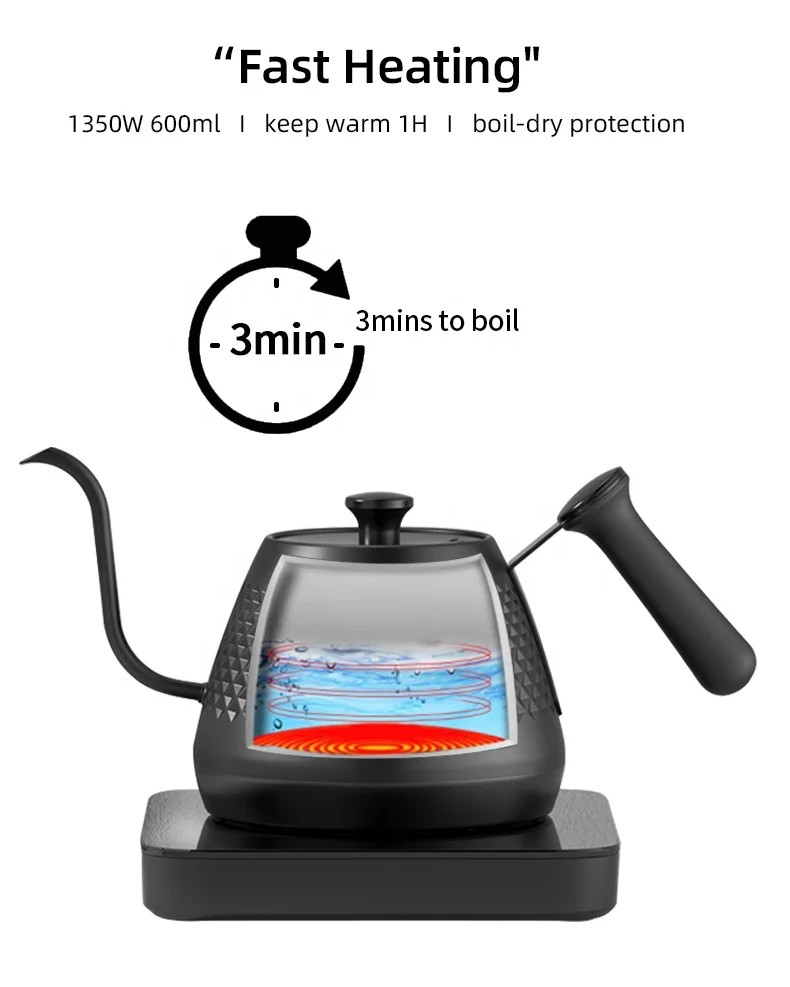 Goose Neck Stainless Steel Kettle Digital Smart Pour Over Coffee Tea Temperature Control Gooseneck Electric Kettle