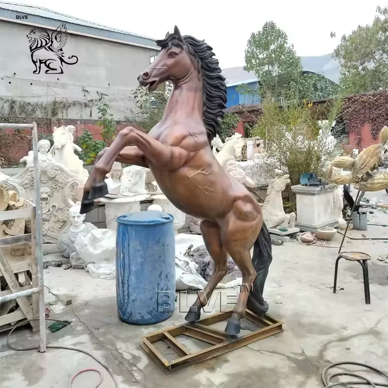 BLVE Outdoor Decorative Large Size Modern Art Craft Casting Metal Brass Animal Statue Bronze Horse Sculpture