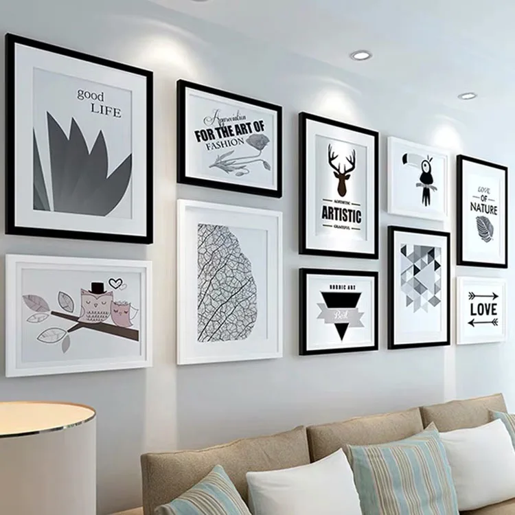 Picture Photo Frame 30X40 40X50 40X60 50X70 60X90 70X100 Home Decoration Rcuicheng Factory Sale Wall Glass PS Black and White