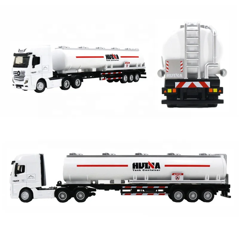 Huina 1733 Oil Tanker Trailer Toy Heavy Duty Realistic Look Alloy Hauler Car 1/50 Scale Diecast Tanker Truck Model For Kids