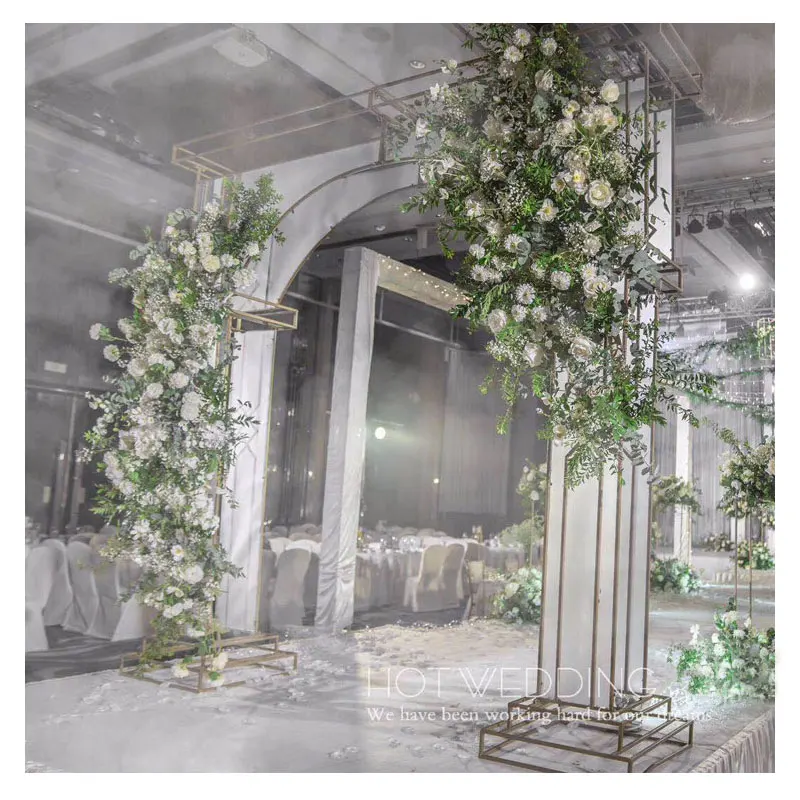 Europe Transparent Round Flower Metal Stand Wedding Arch Door Backdrop