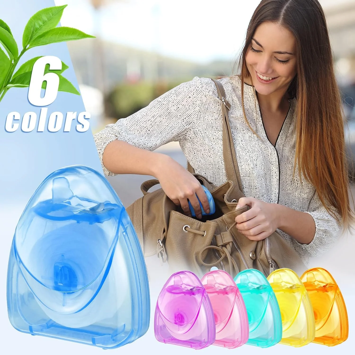 Teeth Cleaning Charcoal Infused Dental Floss Roll 50m Mint Flavored Dental Thread Box Type Expandable Dental Floss