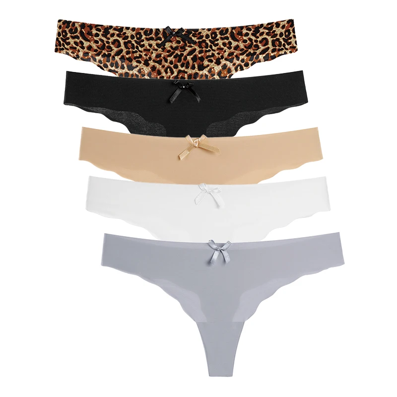 Low rise girls seamless thong panties bragas sin costuras ice silk sexy underwear g string thongs for women