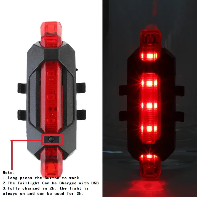 LED Bicycle Front Light High Brightness USB Rechargeable Waterproof Suitable for Night Riding LED Tail Light Backlight