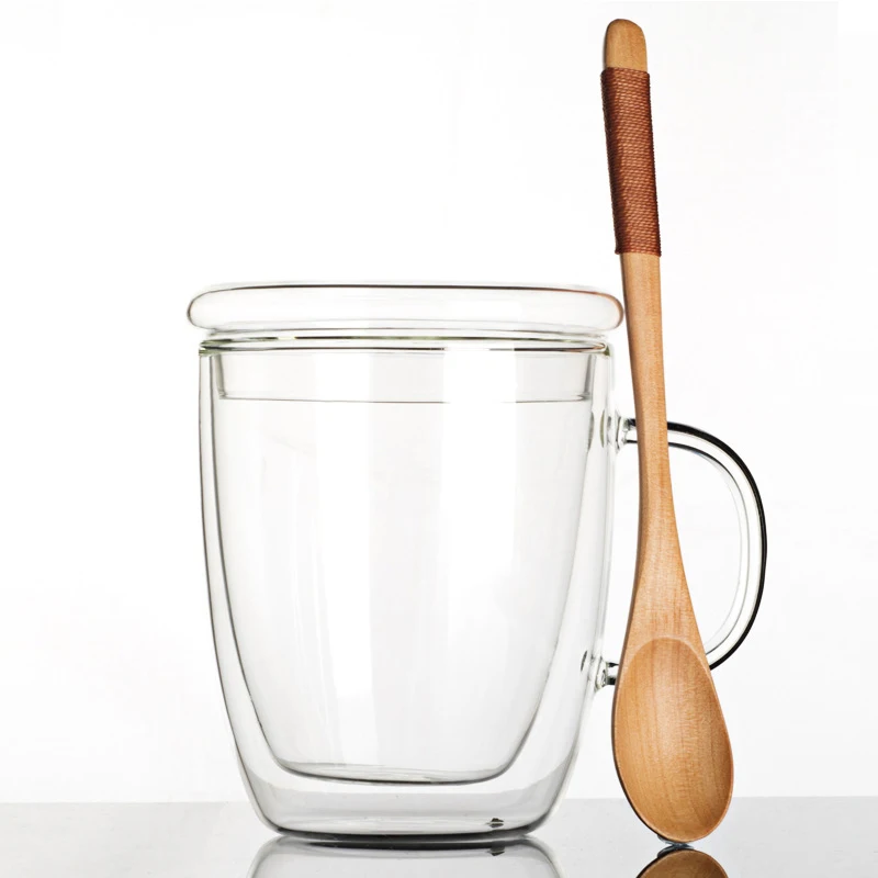 Wholesale Double Wall Insulate Crystal Clear Glass Coffee Mugs Coffee Mug Double Wall Cups