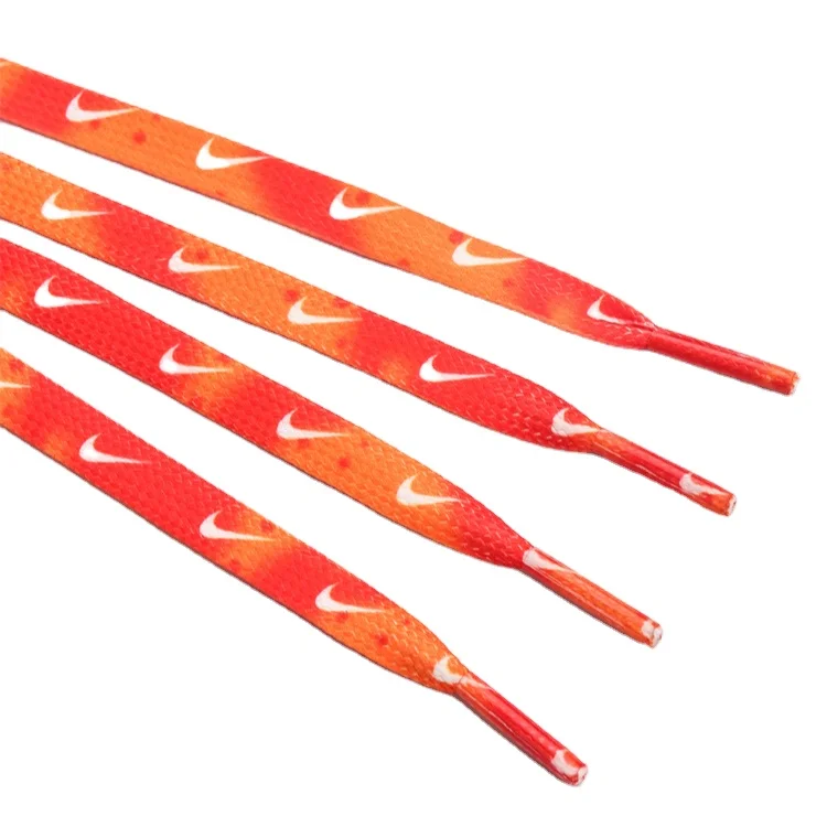 Flat weave double thickness wear resi elastic camouflage print rainbow shoe laces