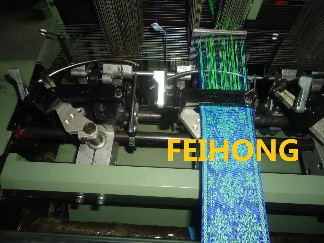 
High speed computerized narrow fabric weaving shuttleless jacquard loom machine 