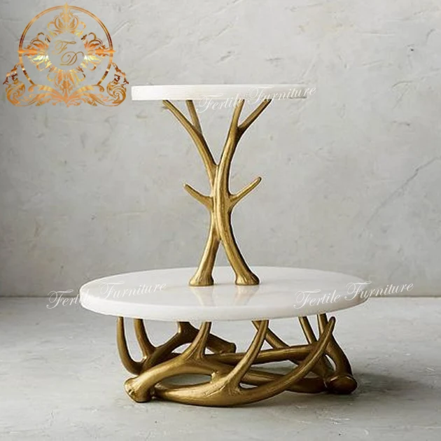 Royal ladies luxury banquet display brass dessert/cake table