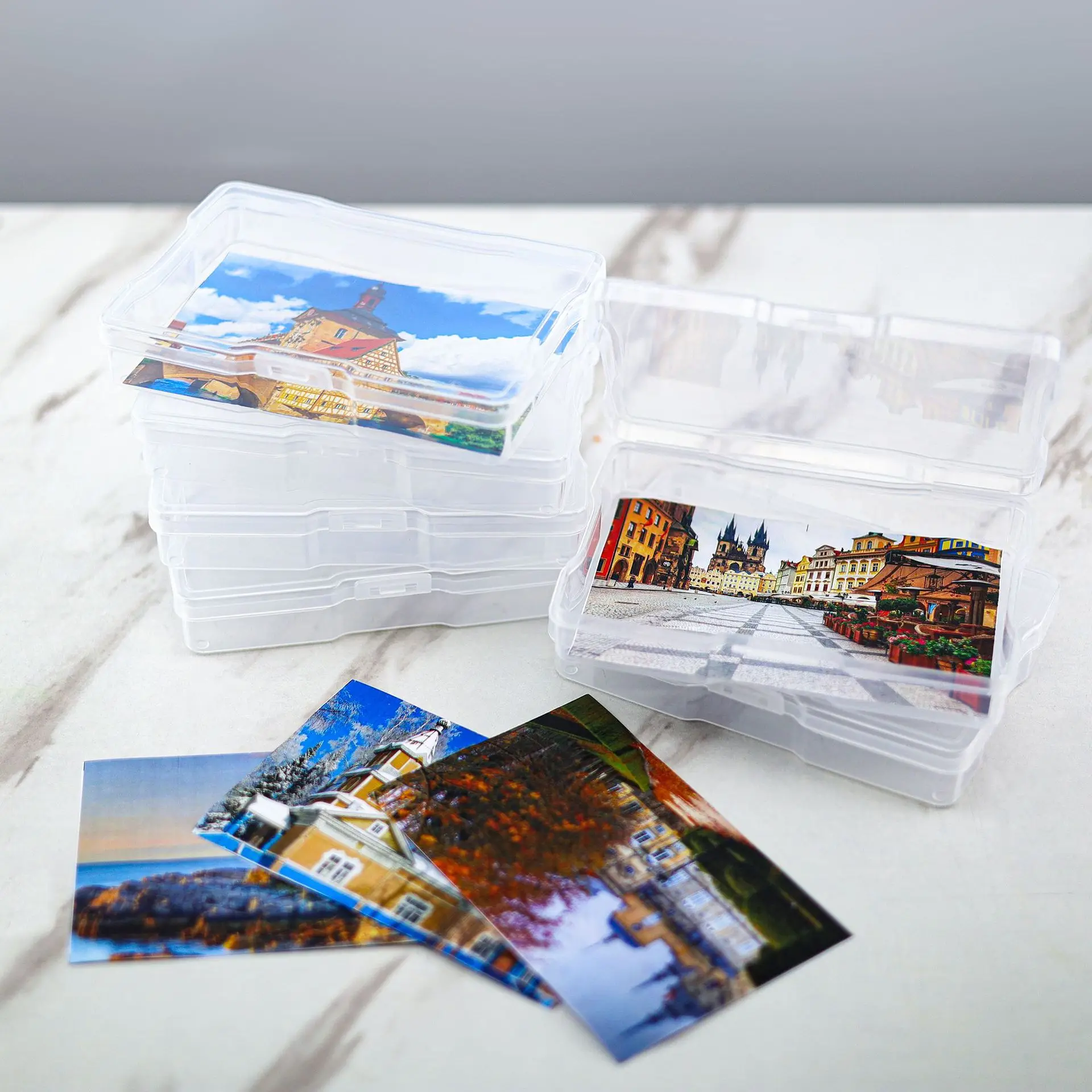 Colorful Storage Box and Craft Keeper Photo Case Storage With 6 Small Box 5*7 Inch Home Postcard photo Greeting Card Storage Box
