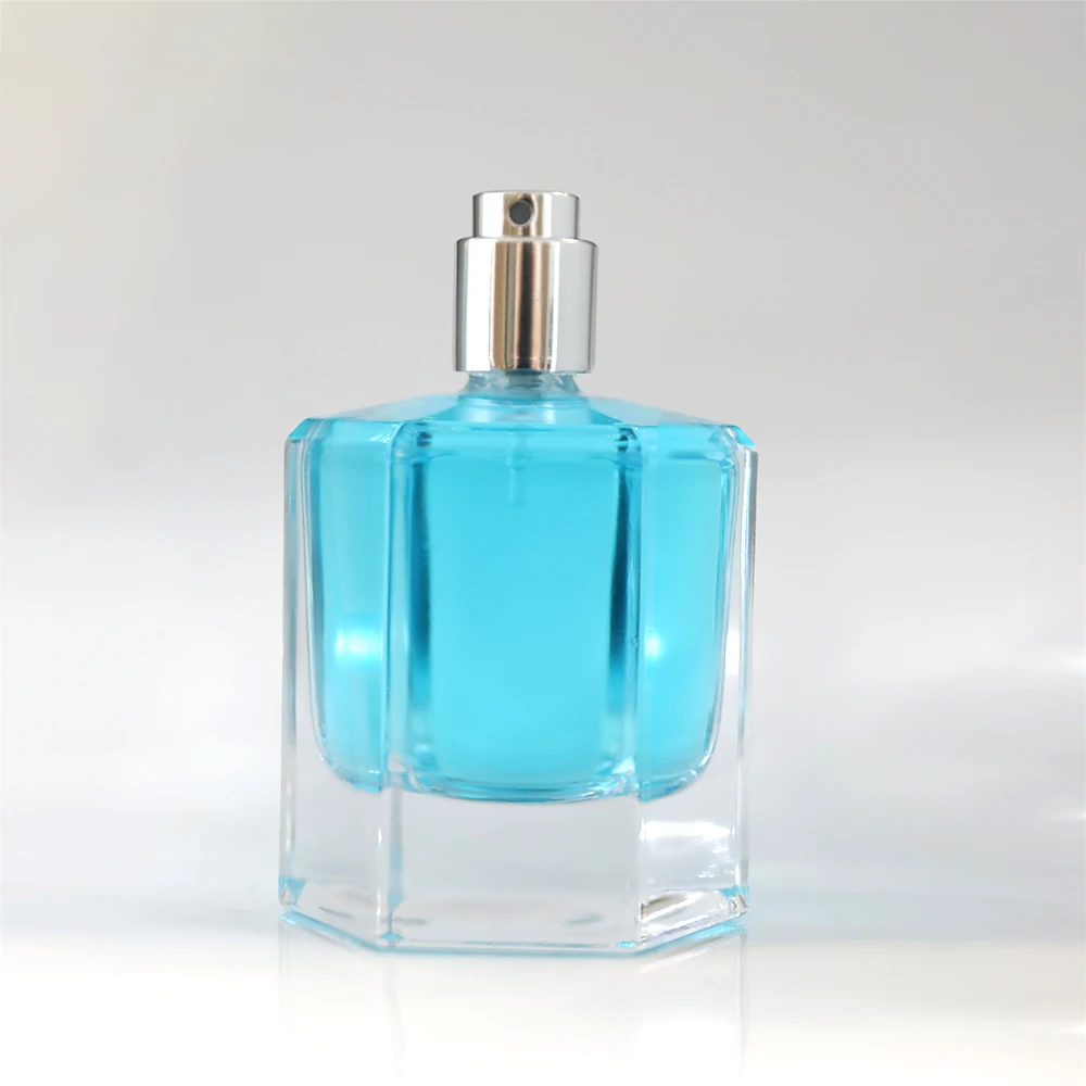 Wholesale 50ml 100ml Clear Women Empty Hexagon Glass Spray Perfume Bottles