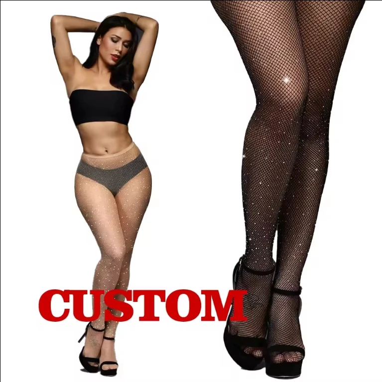 Сексуальные блестящие женские носки в сеточку чулки ноги черные колготки с бриллиантами