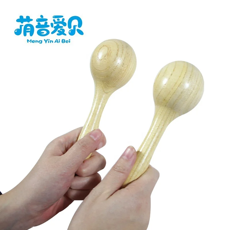 Wholesale funny custom logo baby mini maracas wooden maracas