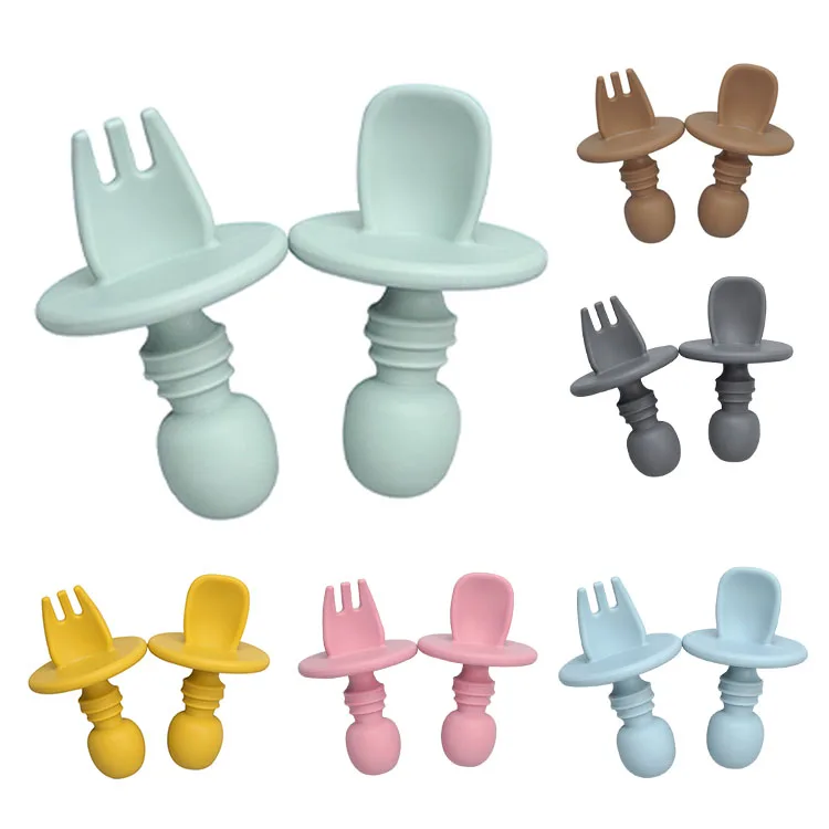 Wholesale Toddler Baby Led Weaning Training Silicone Spoon Bpa Free Fork Silicone Baby Spoon