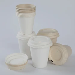 Compostable compost able biodegradable disposable printed bamboo pulp water coffee sugarcane sugar cane bagasse cold drink cup