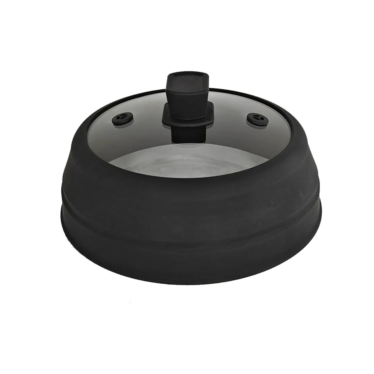 Universal Microwave Splatter Guard Cover Collapsible Silicone Vented Tempered Glass Lid for Cooking