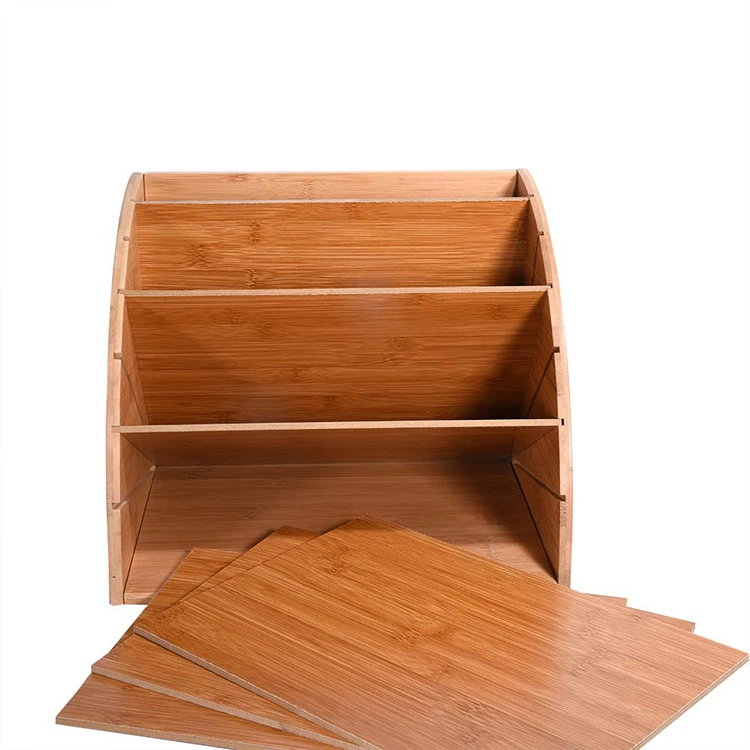 Bamboo Desk Paper Sorter File Folder Organizer Rack With 6 Shelves