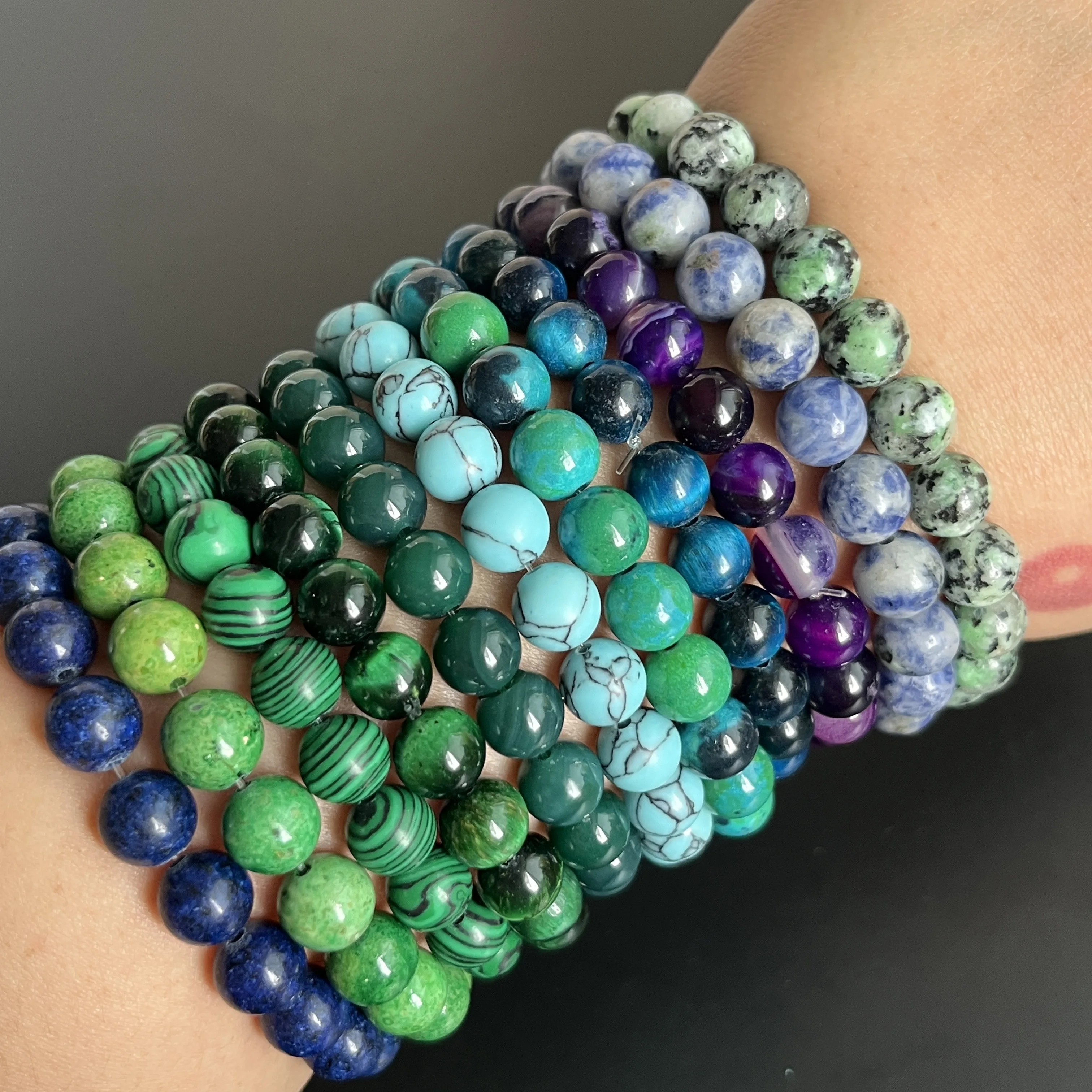 Natural Stone Crystal Jade Beaded Elastic Bracelet Customized yoga energy healing crystal bracelet jewelry for men  women