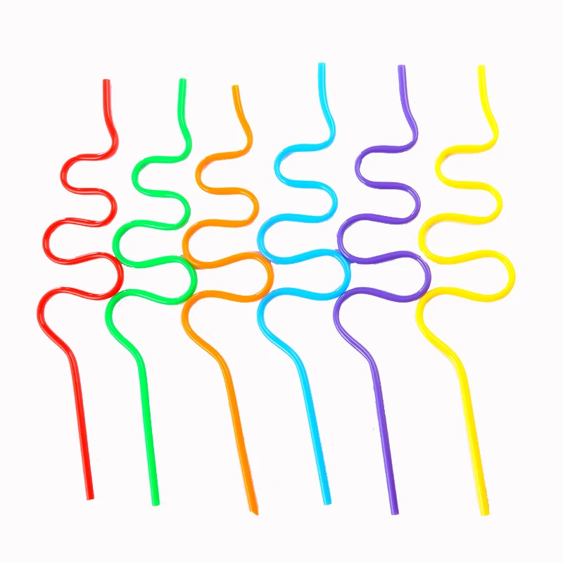 5*260mm Colorful Straw Crazy Curly Loop Coloured for Birthday Disposable Party Drinking Straws