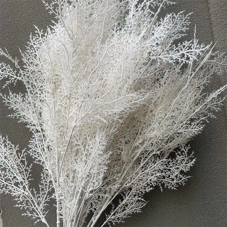 O-210 Wholesale white fog flower 6 branches decorative artificial rime grass hanging misty flower plastic faux plants