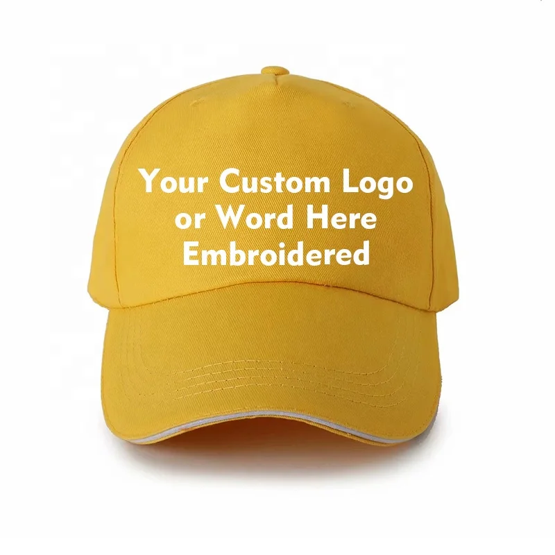 Custom Hat Embroidered Your Own Text or Logo Adjustable 12 Color Curved Bill Many Colors Embroidery Word cap Unisex
