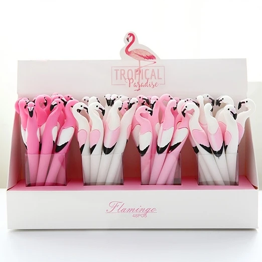 Office Stationery Colorful Creative Flamingo Shaped Neutral Pen 0.5mm Blue Needle Tube Gel Pen For Gifts School Office
