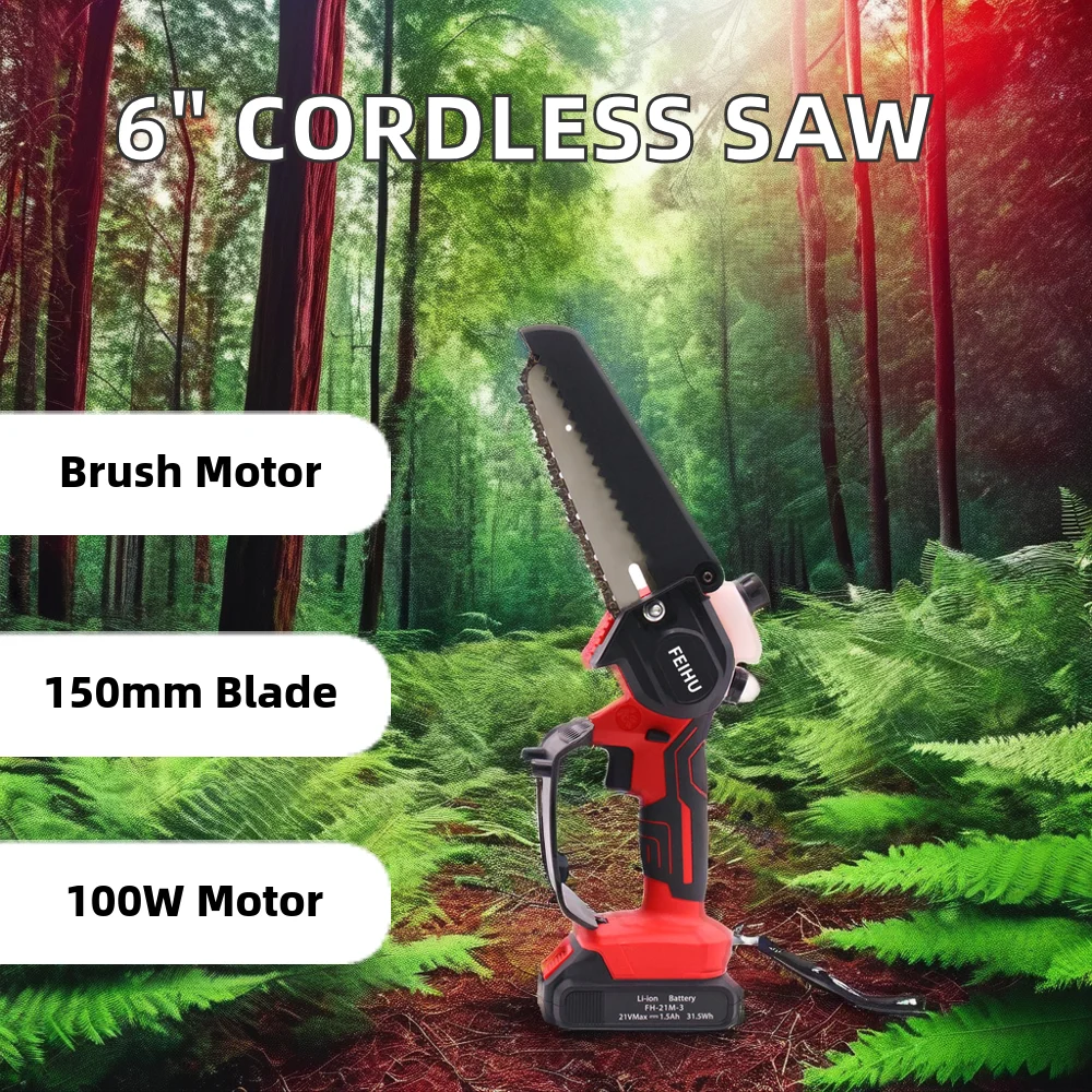 6inch Mini Handheld Brush Electric Chain Saw Cordless Chainsaw Portable Garden Fruit Tree Pruning Saws Wood Tools Saw Machines